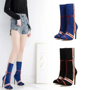 Color matching fashion suede thin high heel medium high boots