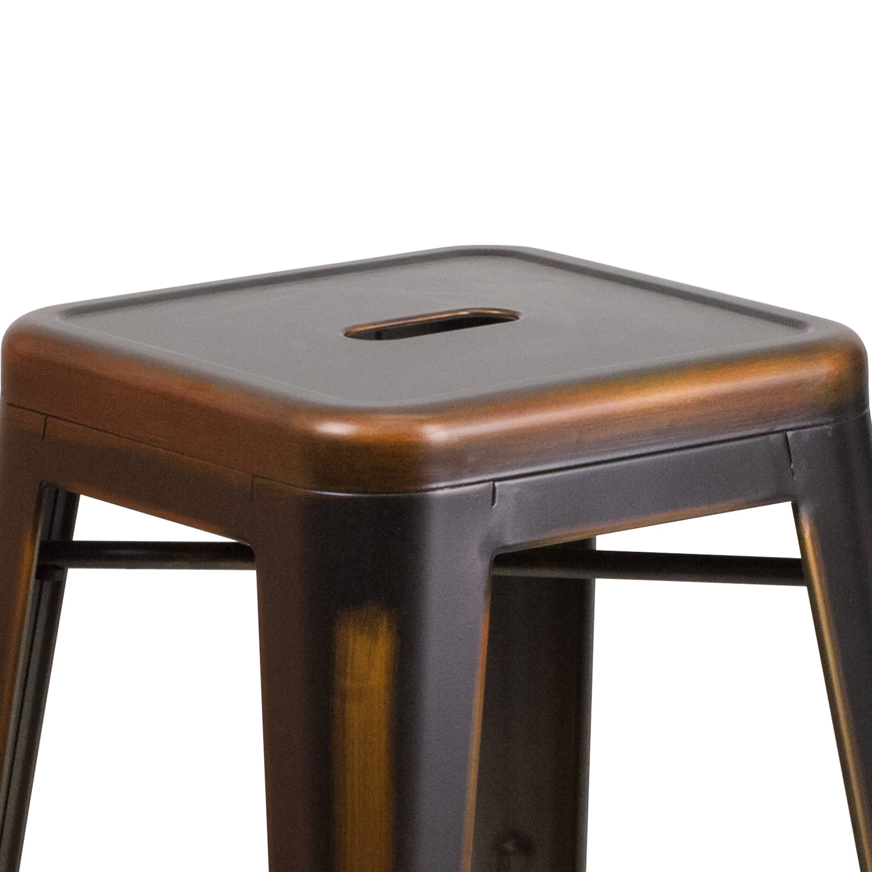 Commercial Grade 24" High Backless Distressed Metal Indoor-Outdoor Counter Height Stool