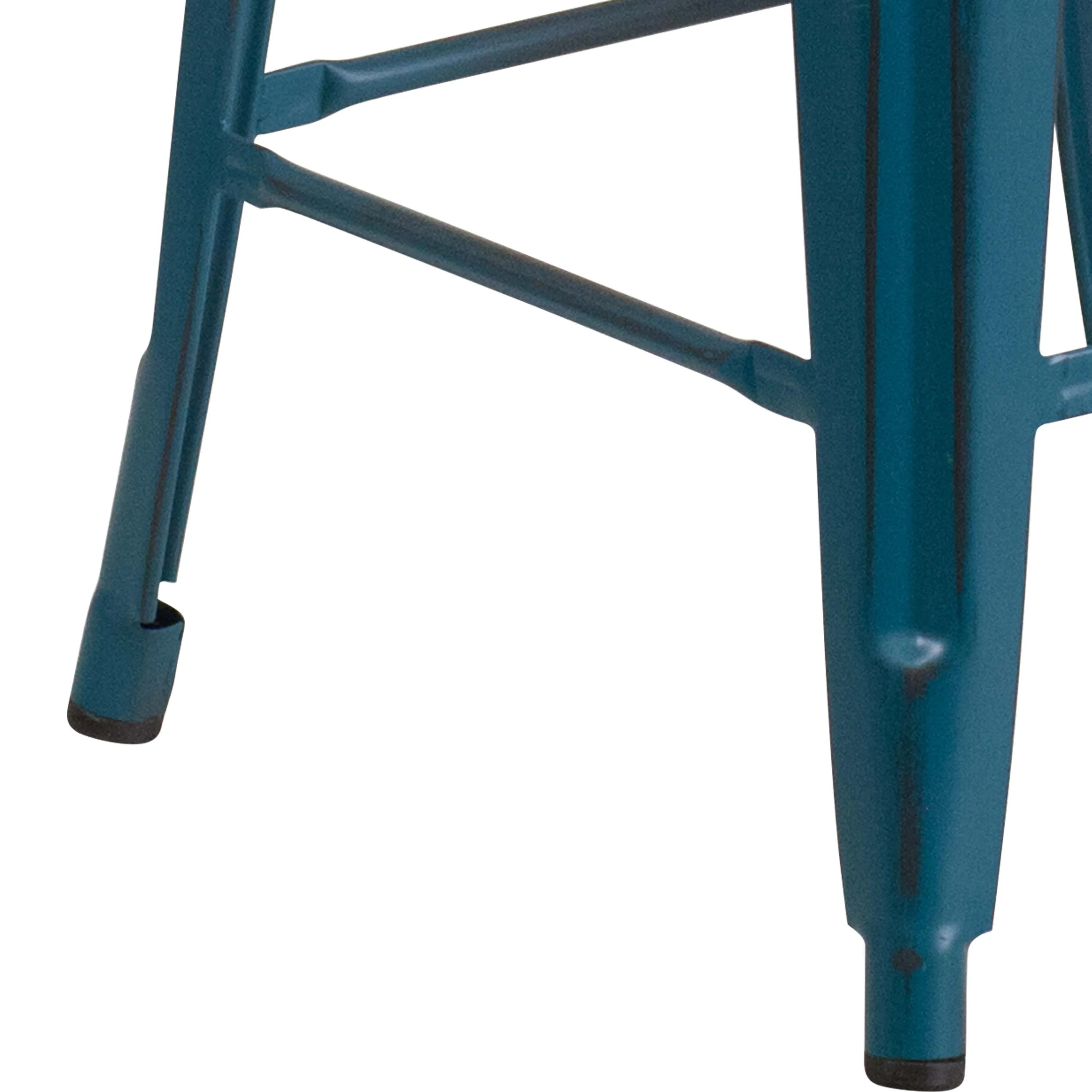 Commercial Grade 24" High Backless Distressed Metal Indoor-Outdoor Counter Height Stool