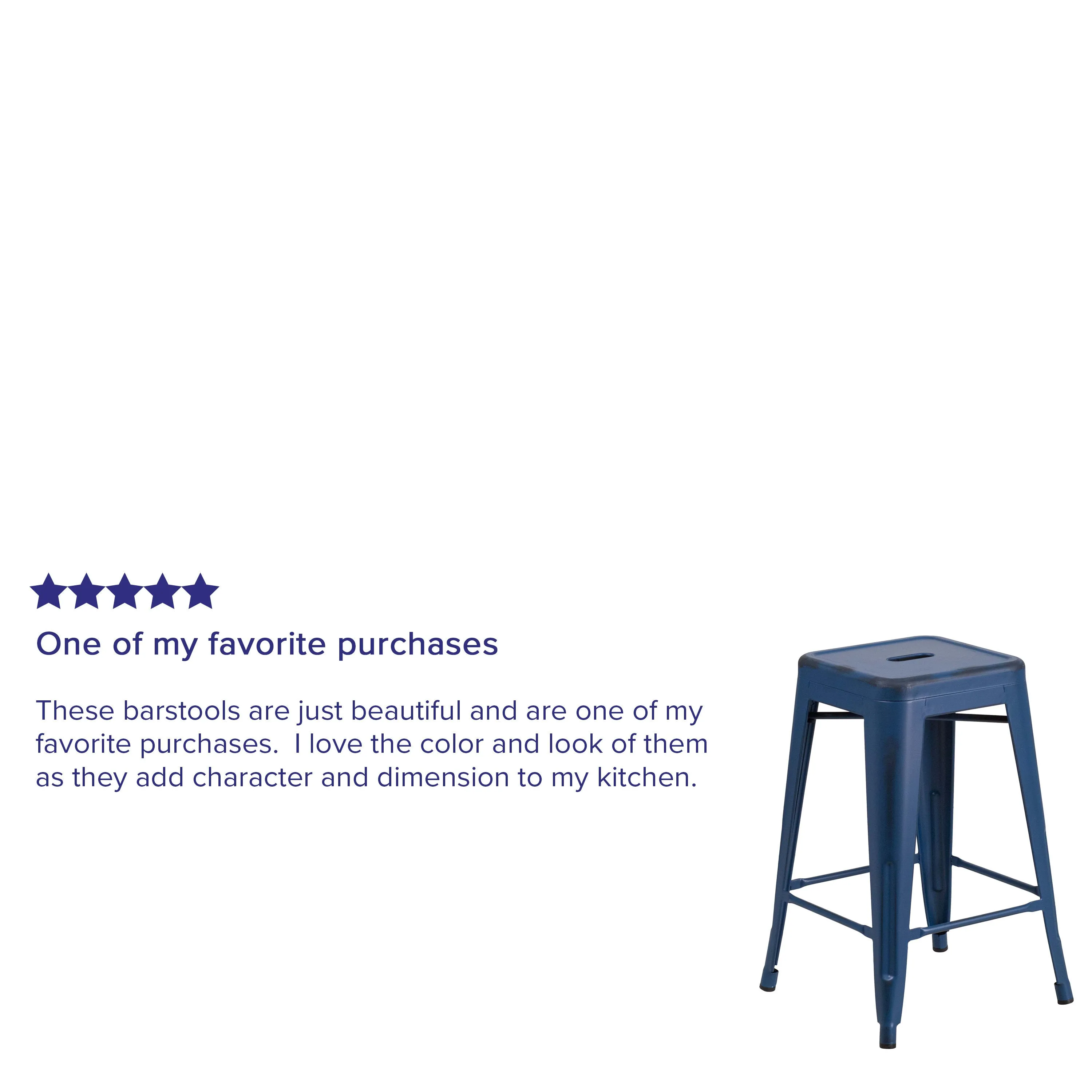 Commercial Grade 24" High Backless Distressed Metal Indoor-Outdoor Counter Height Stool