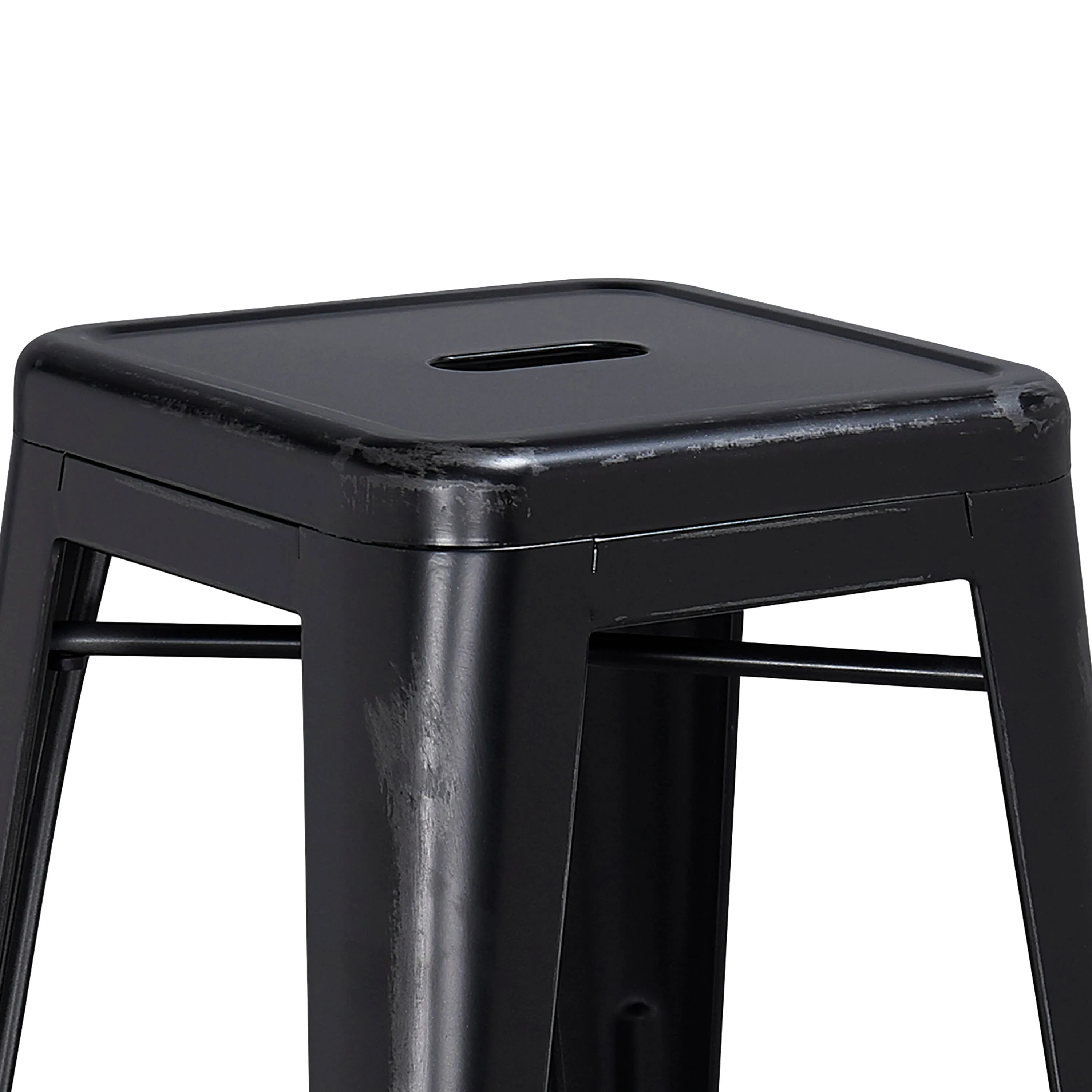 Commercial Grade 24" High Backless Distressed Metal Indoor-Outdoor Counter Height Stool