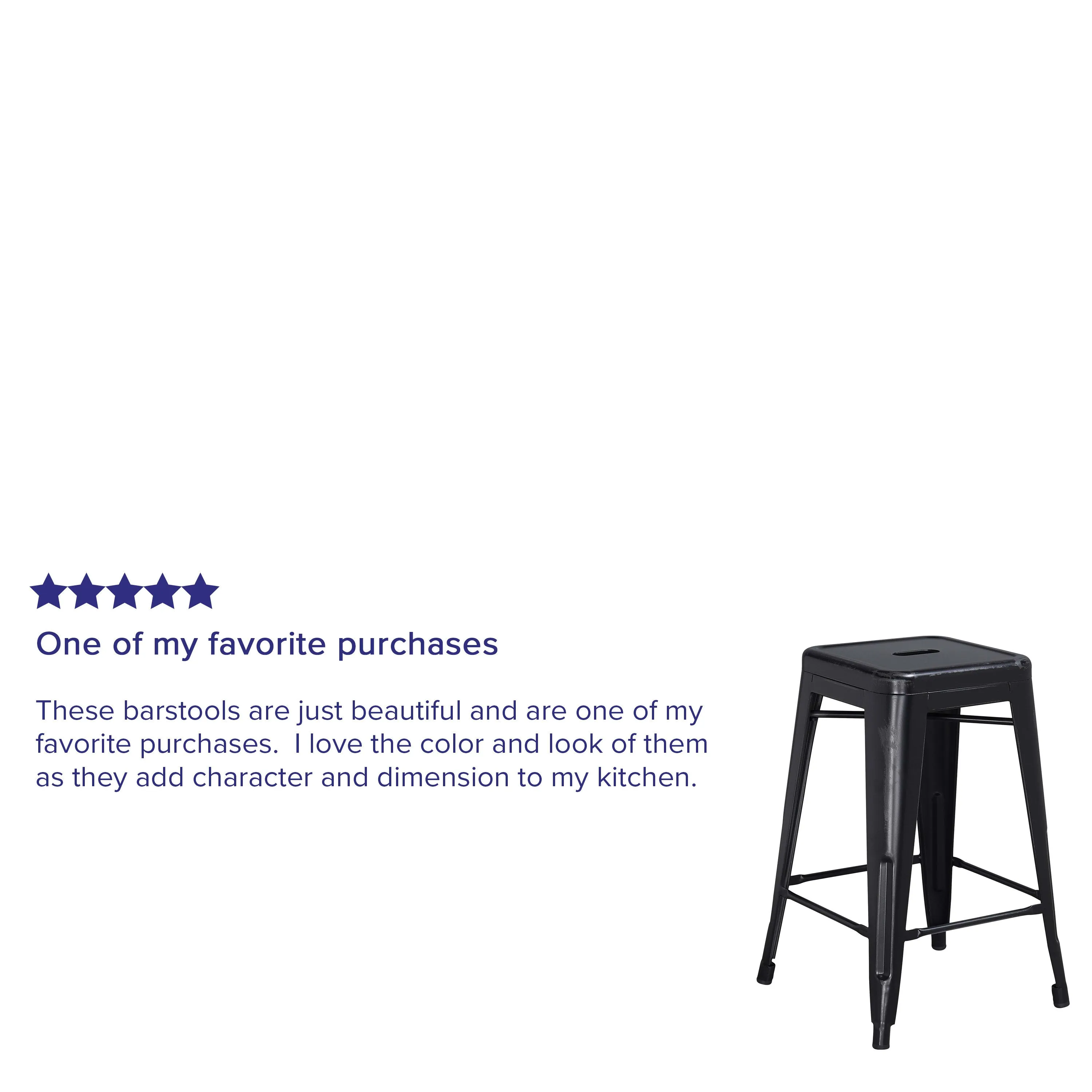 Commercial Grade 24" High Backless Distressed Metal Indoor-Outdoor Counter Height Stool