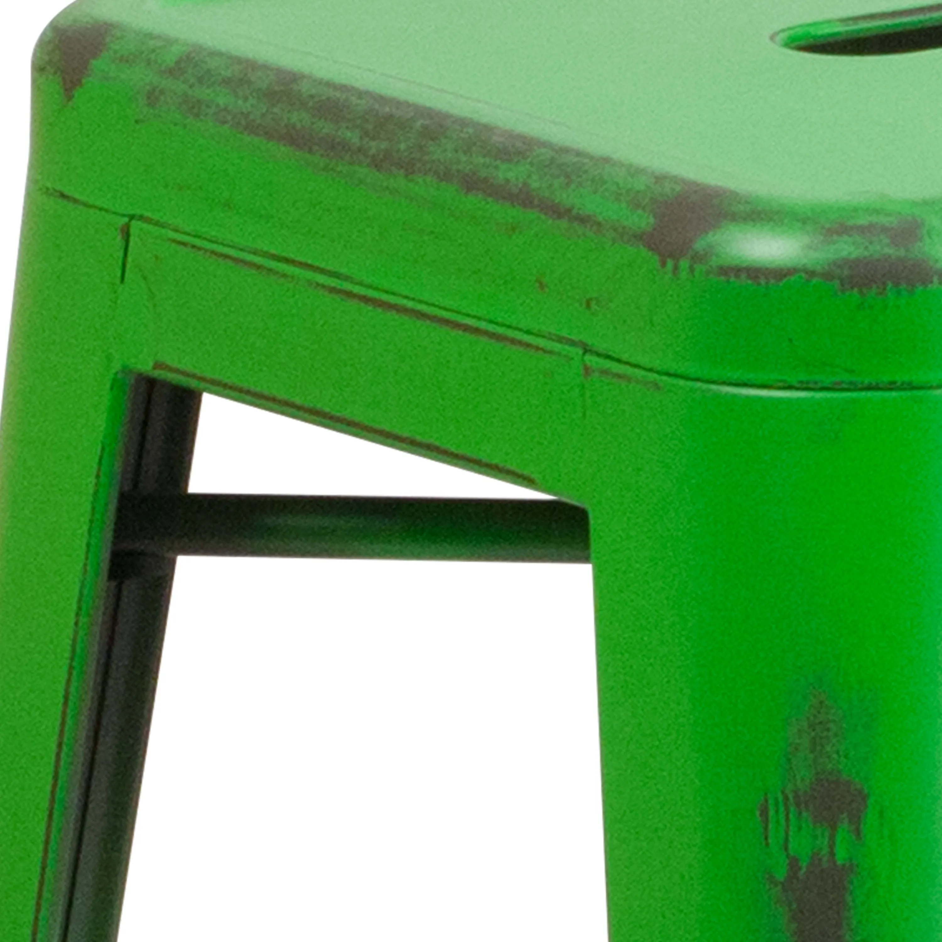 Commercial Grade 24" High Backless Distressed Metal Indoor-Outdoor Counter Height Stool