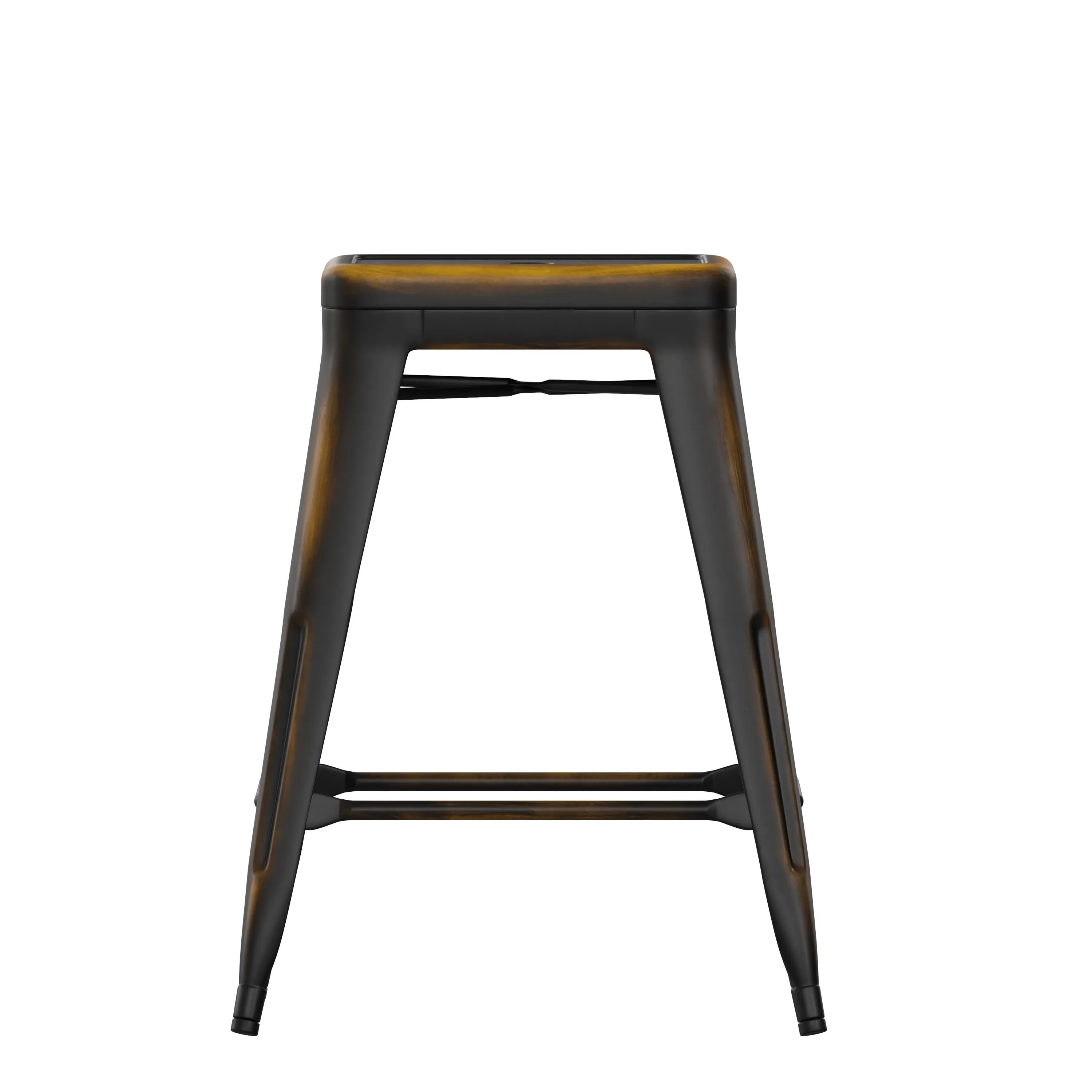Commercial Grade 24" High Backless Distressed Metal Indoor-Outdoor Counter Height Stool