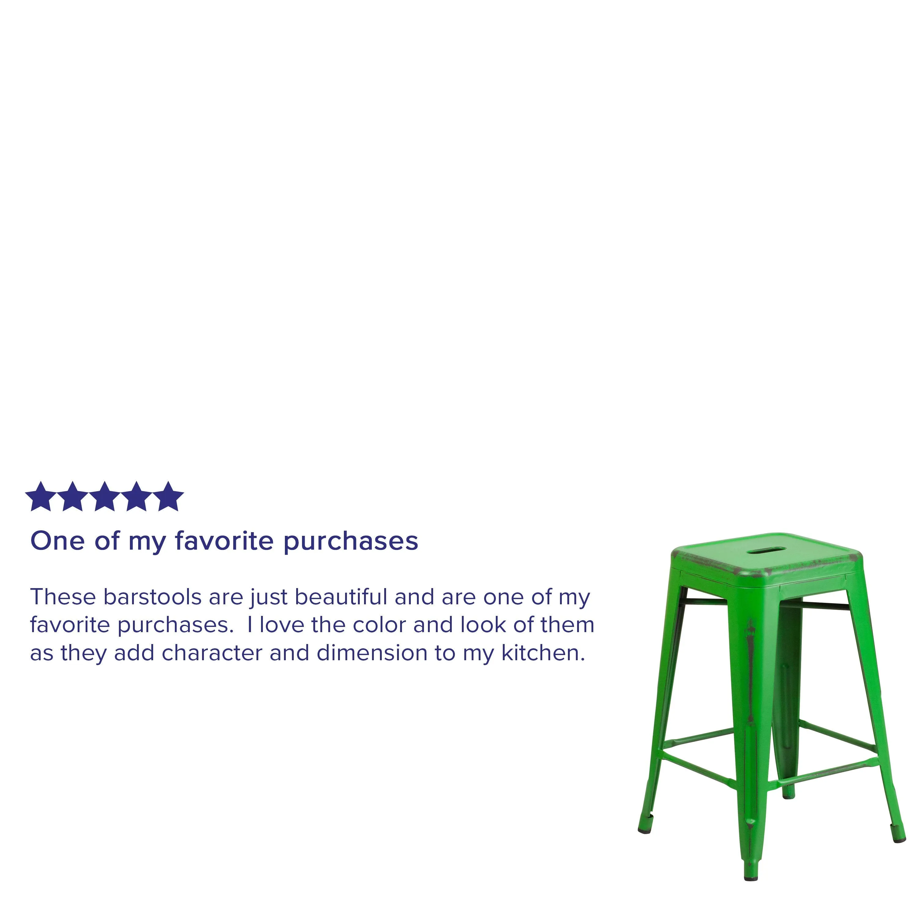 Commercial Grade 24" High Backless Distressed Metal Indoor-Outdoor Counter Height Stool