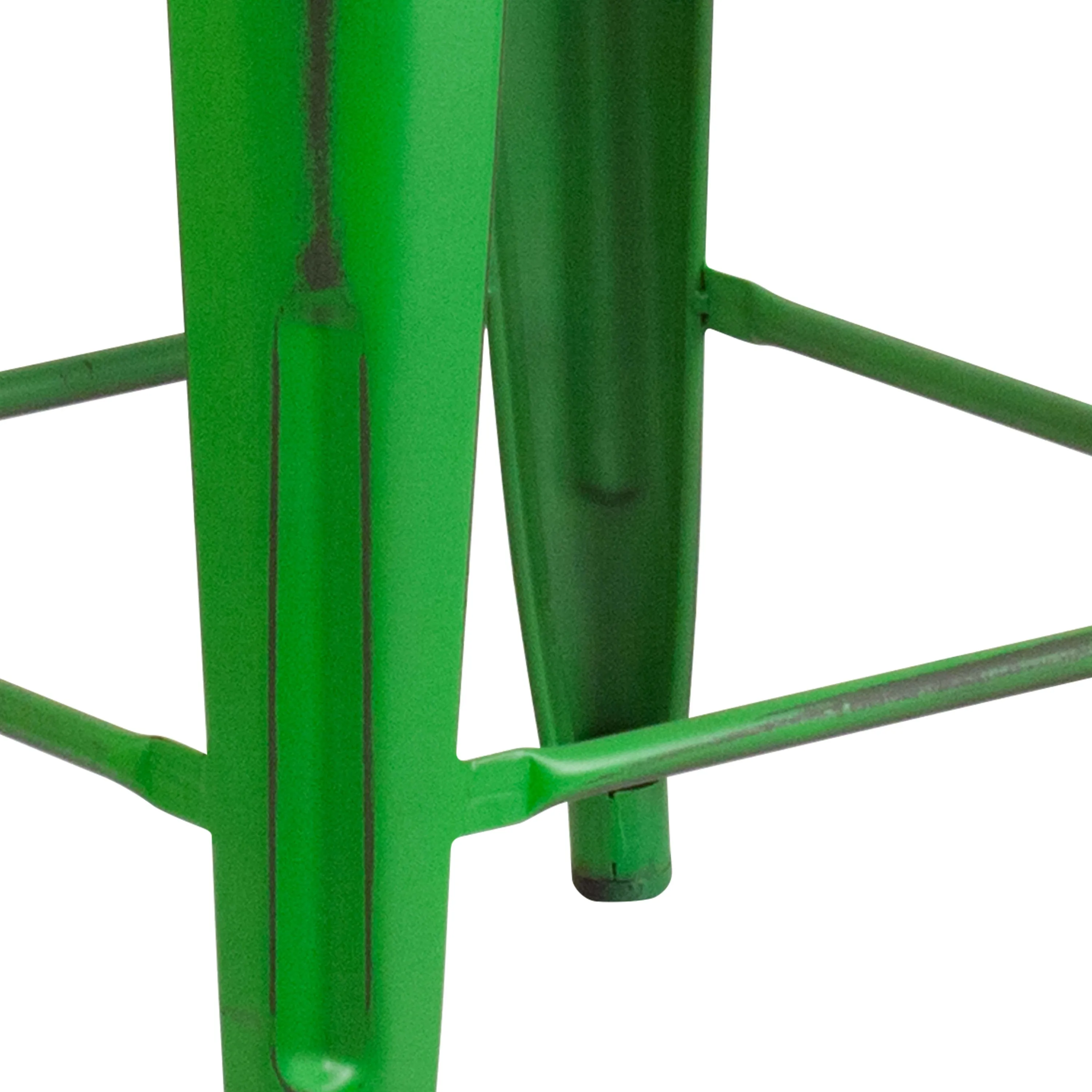 Commercial Grade 24" High Backless Distressed Metal Indoor-Outdoor Counter Height Stool