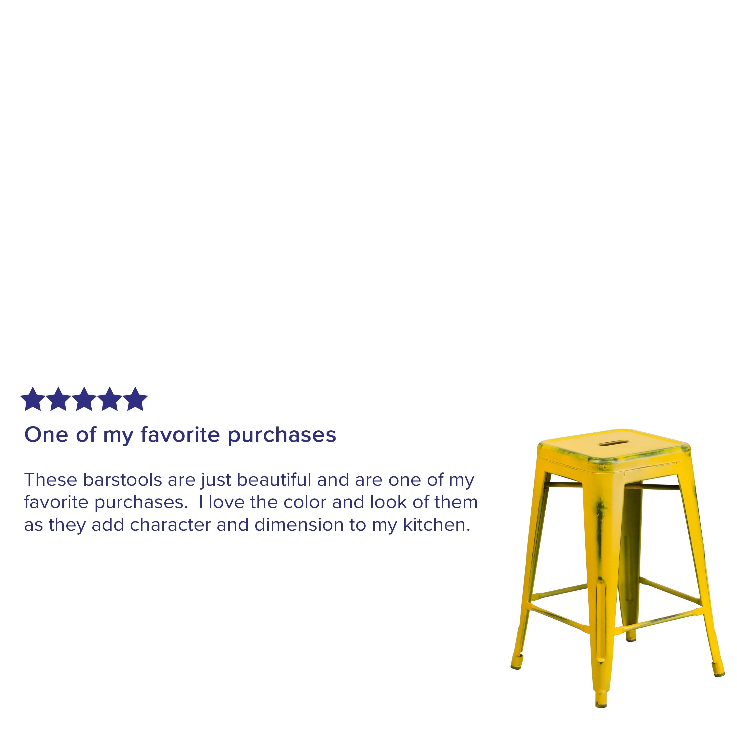 Commercial Grade 24" High Backless Distressed Metal Indoor-Outdoor Counter Height Stool
