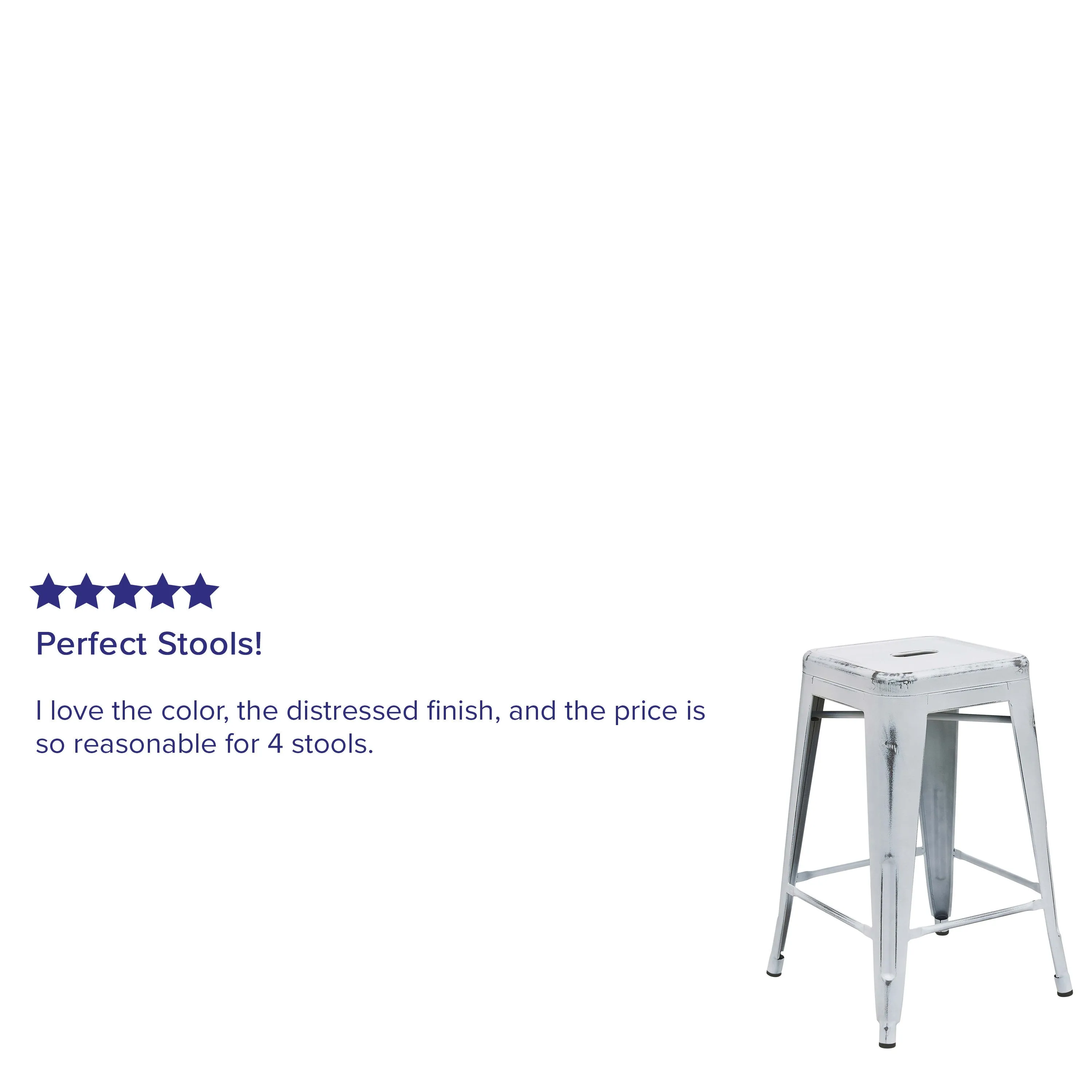 Commercial Grade 24" High Backless Distressed Metal Indoor-Outdoor Counter Height Stool