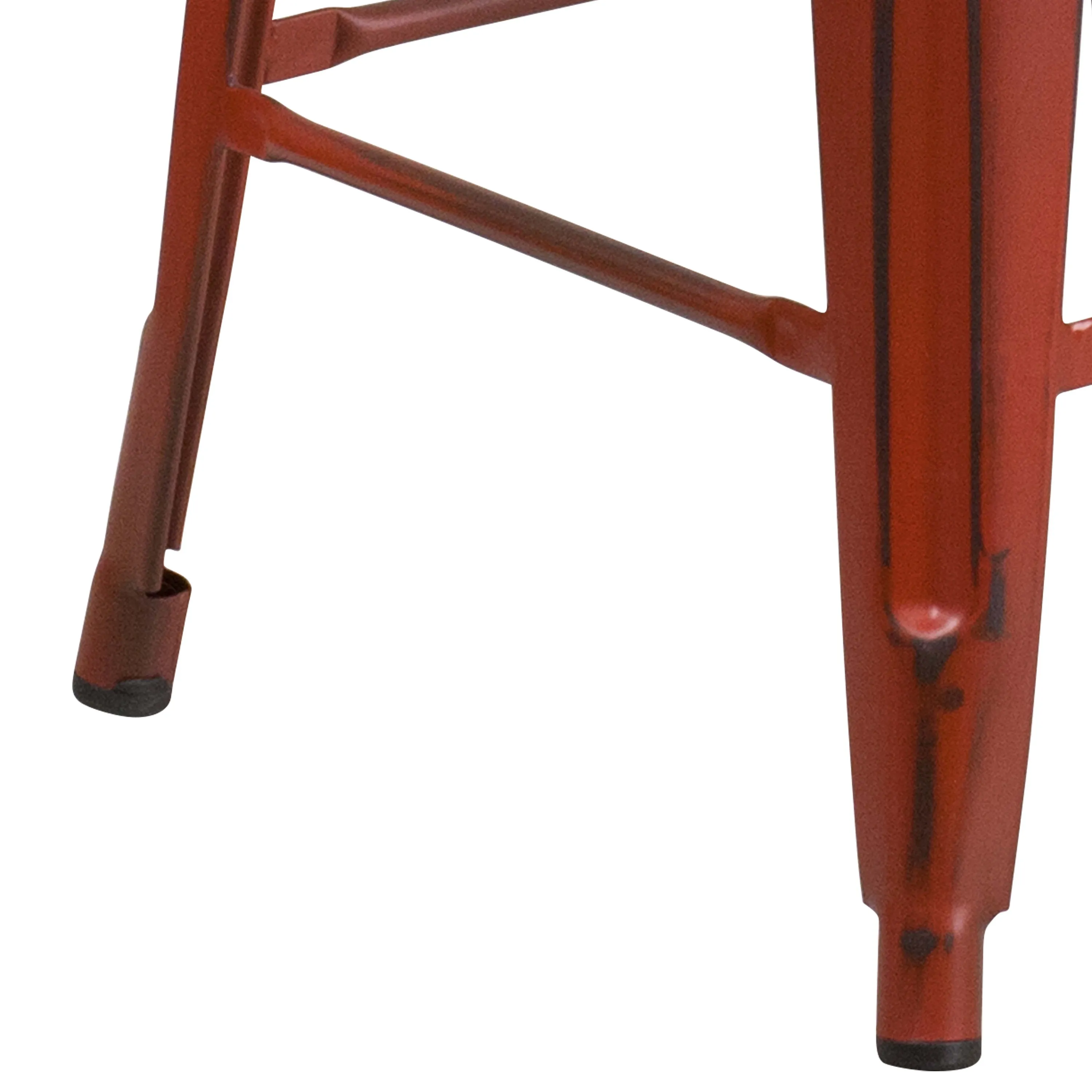 Commercial Grade 24" High Backless Distressed Metal Indoor-Outdoor Counter Height Stool