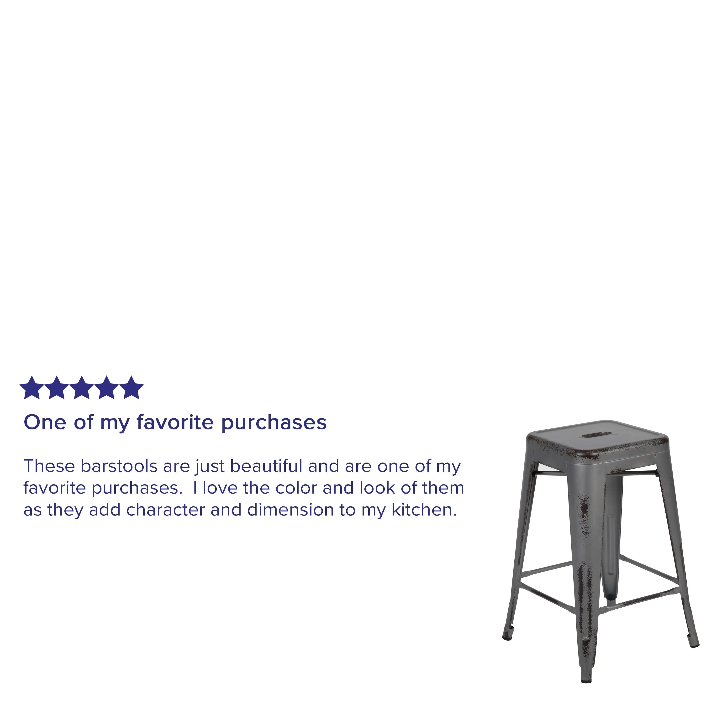 Commercial Grade 24" High Backless Distressed Metal Indoor-Outdoor Counter Height Stool