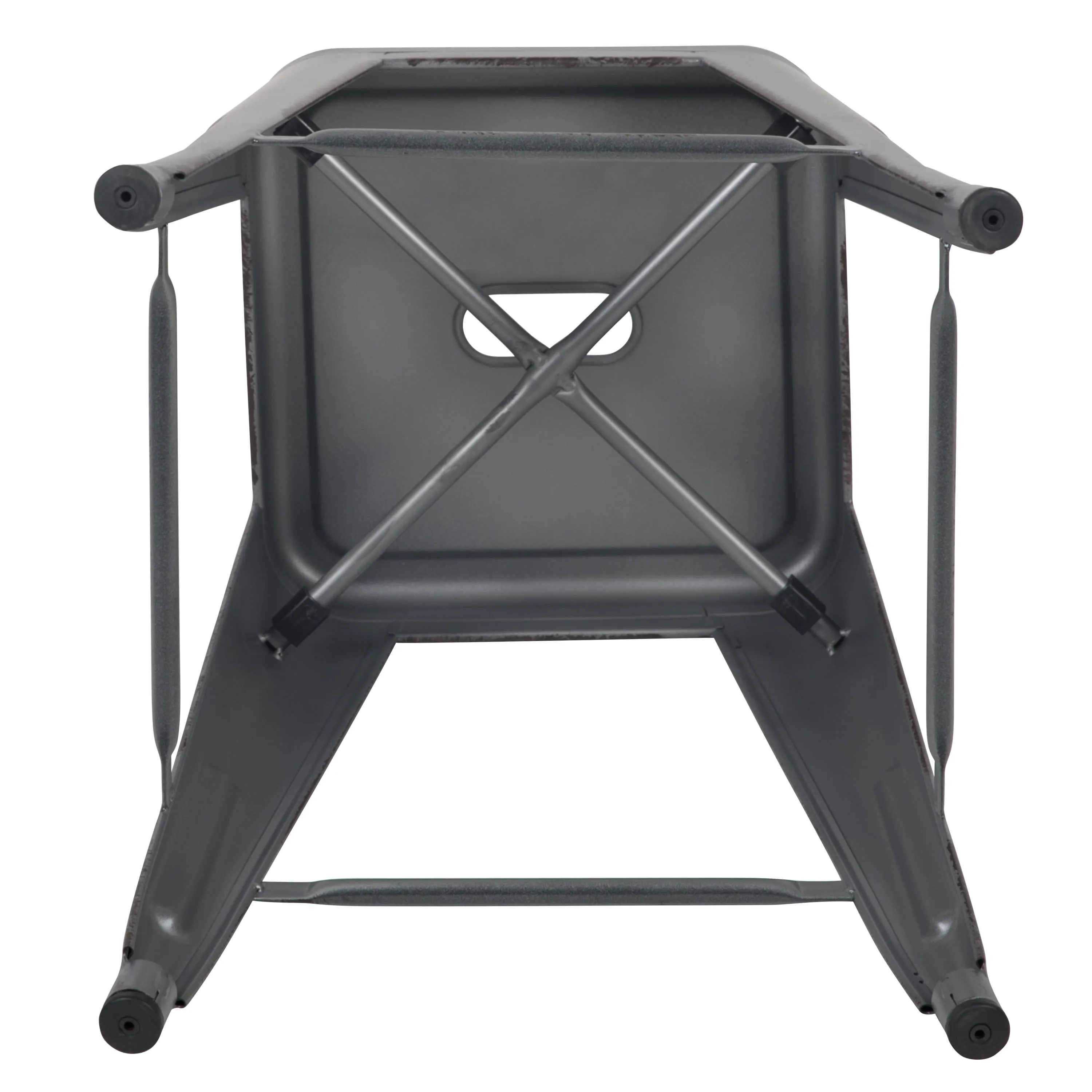 Commercial Grade 24" High Backless Distressed Metal Indoor-Outdoor Counter Height Stool