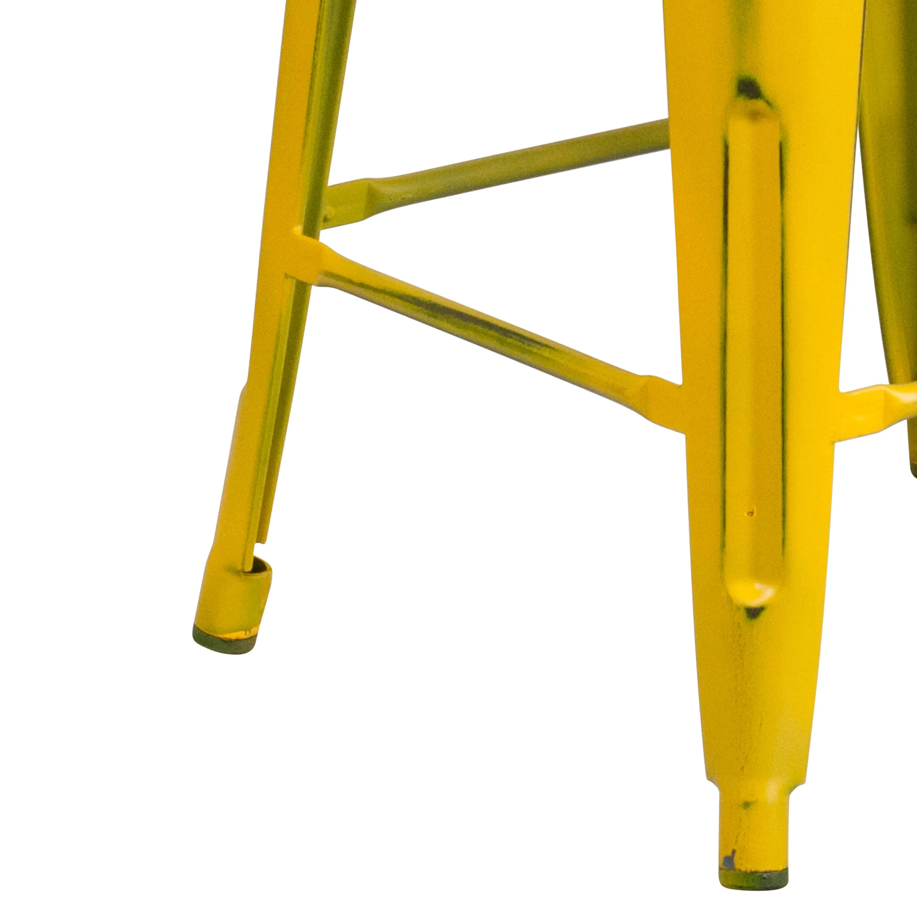 Commercial Grade 24" High Backless Distressed Metal Indoor-Outdoor Counter Height Stool