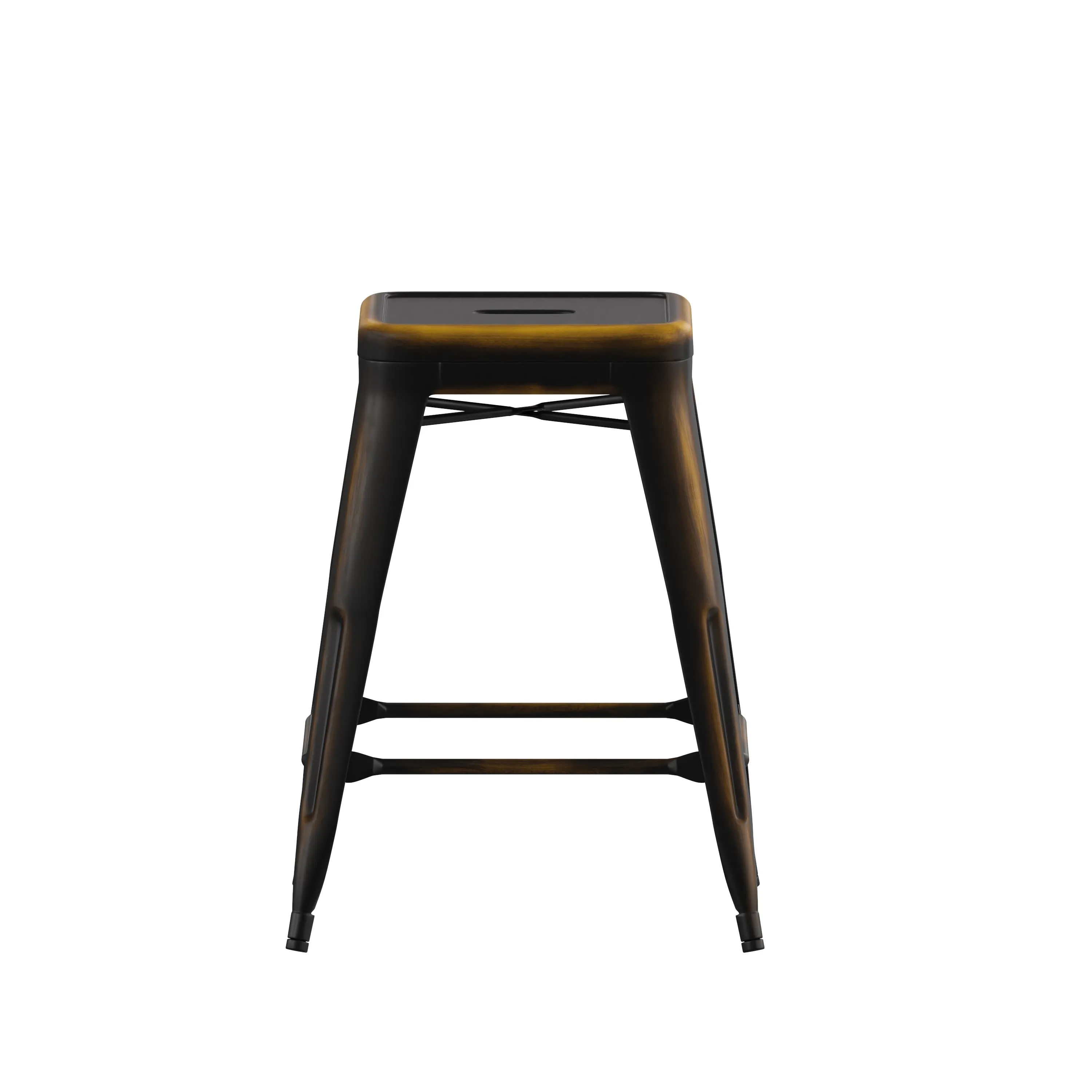 Commercial Grade 24" High Backless Distressed Metal Indoor-Outdoor Counter Height Stool