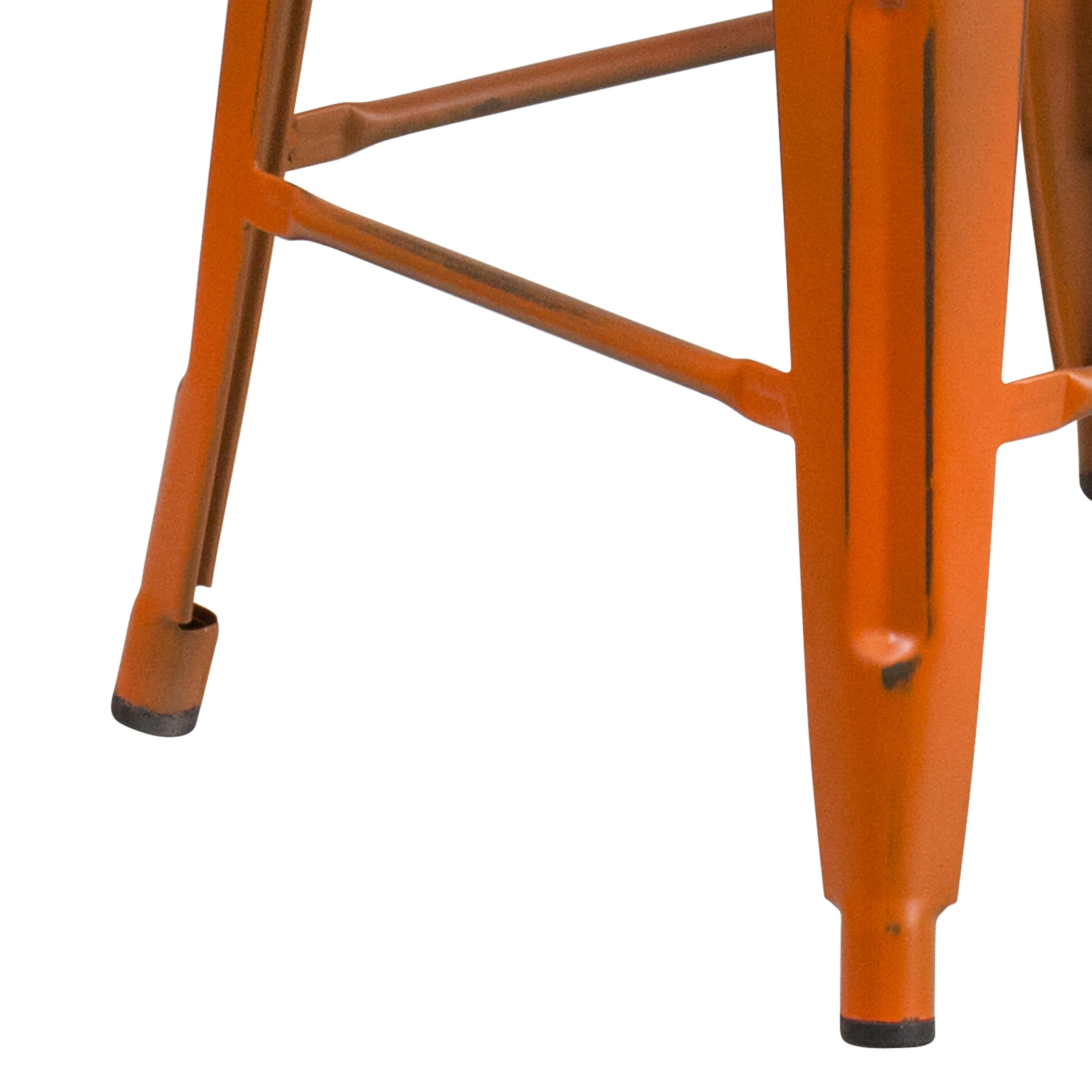 Commercial Grade 24" High Backless Distressed Metal Indoor-Outdoor Counter Height Stool