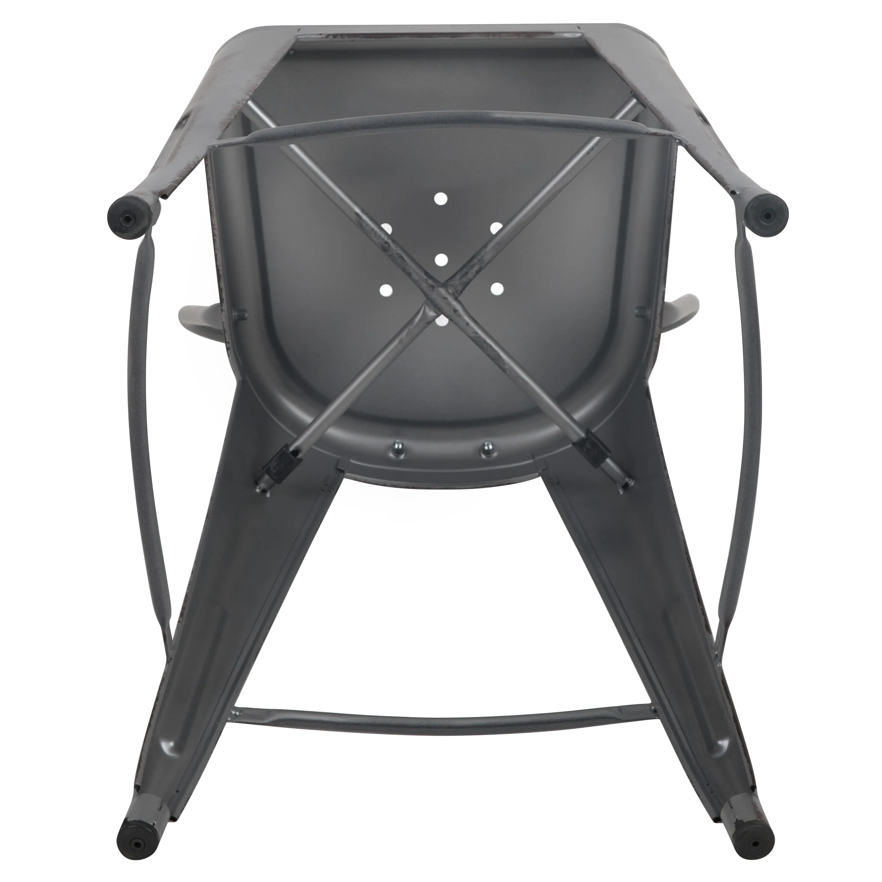 Commercial Grade 30" High Distressed Metal Indoor-Outdoor Barstool with Back