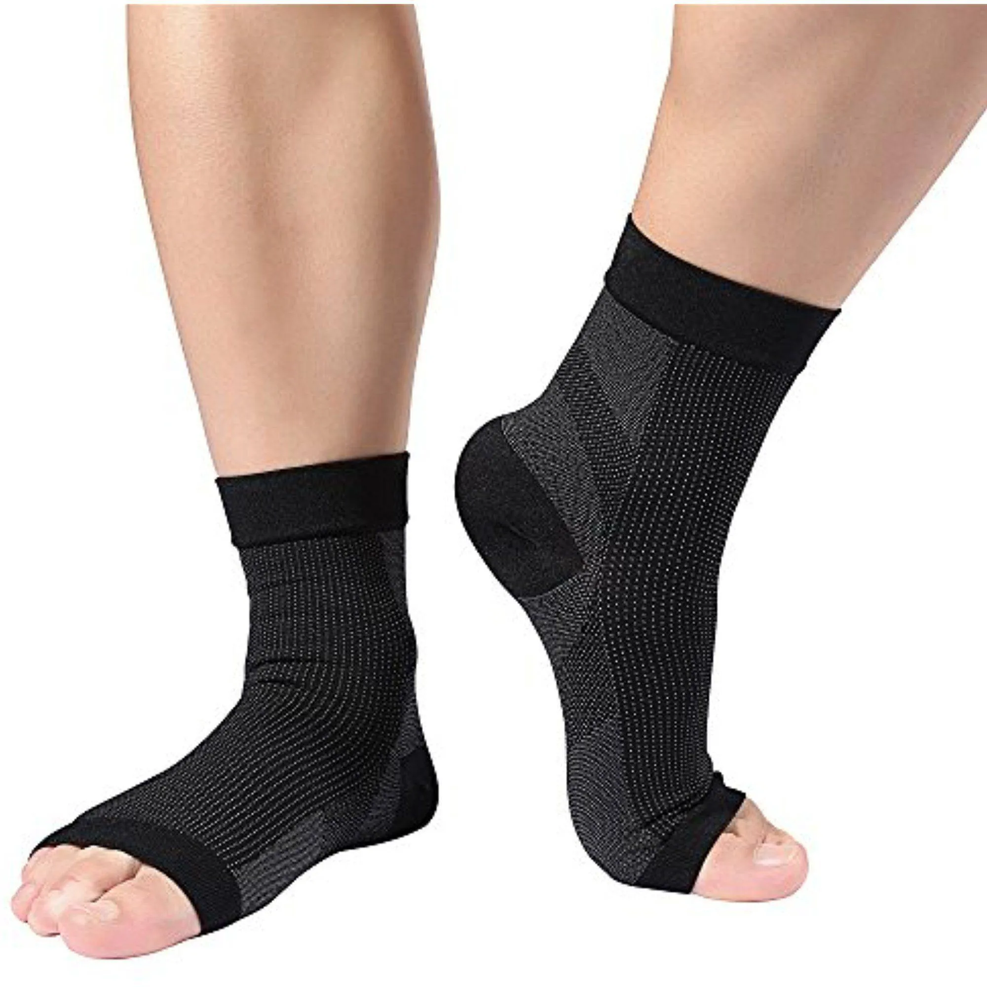Compression Foot Sleeves - Open Toe Socks for Plantar Fasciitis and Arch Pain