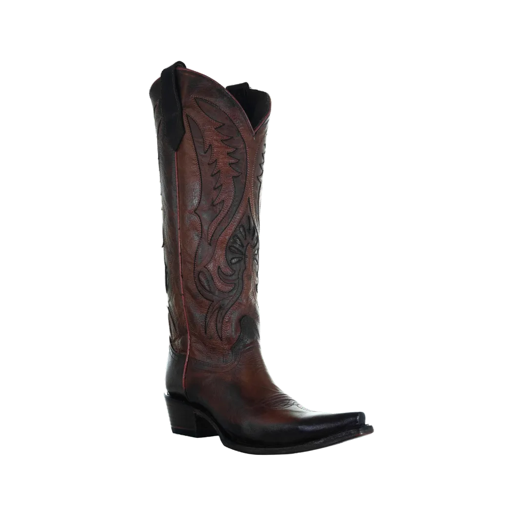 Corral Women's Circle G Bronze Inlay Embroidered Snip Toe Brown Boots