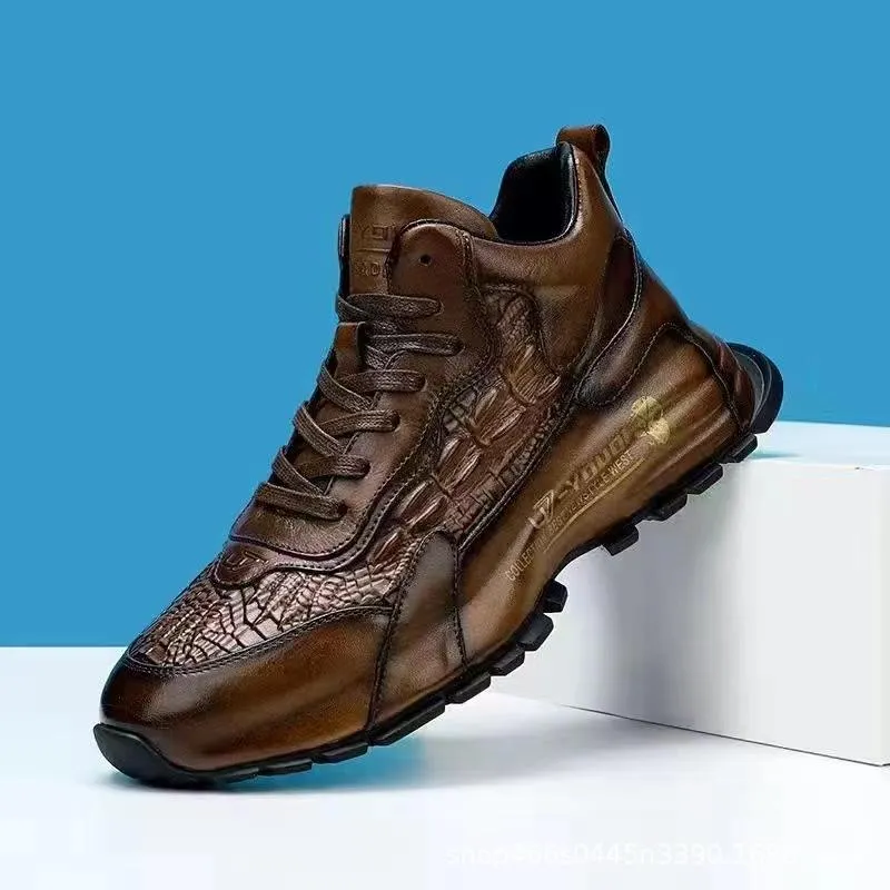 Cowhide Casual Heightening Thick-Soled Shoes