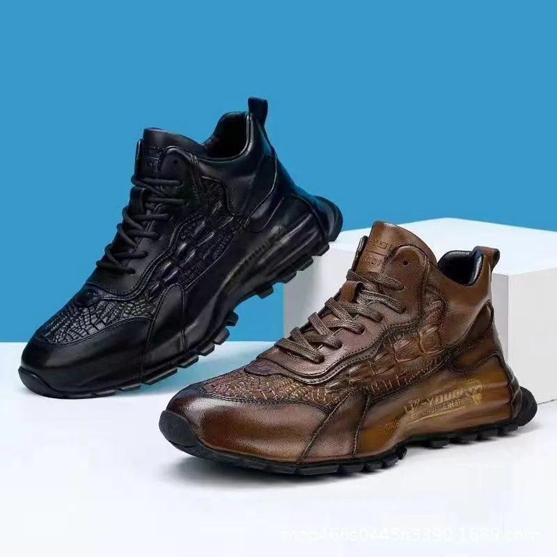 Cowhide Casual Heightening Thick-Soled Shoes