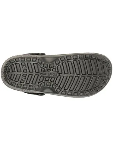 Crocs Men's and Women's Classic Lined Clog | Fuzzy Slippers, Black/Black, 13 Women / 11 Men