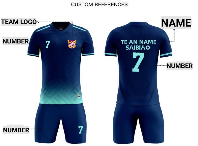 Custom Blue Soccer Jerseys with Logo No Minimum