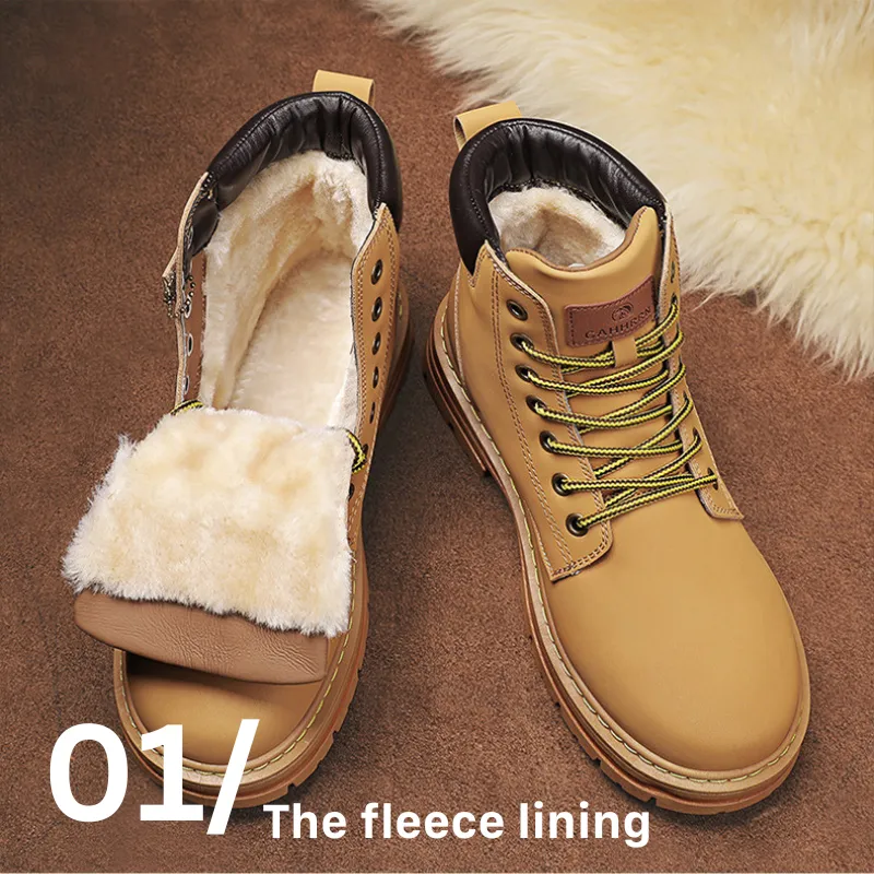 Cuzcare Orthopedic Shoes for Men Warm Leather Lace-Up High Top Boots