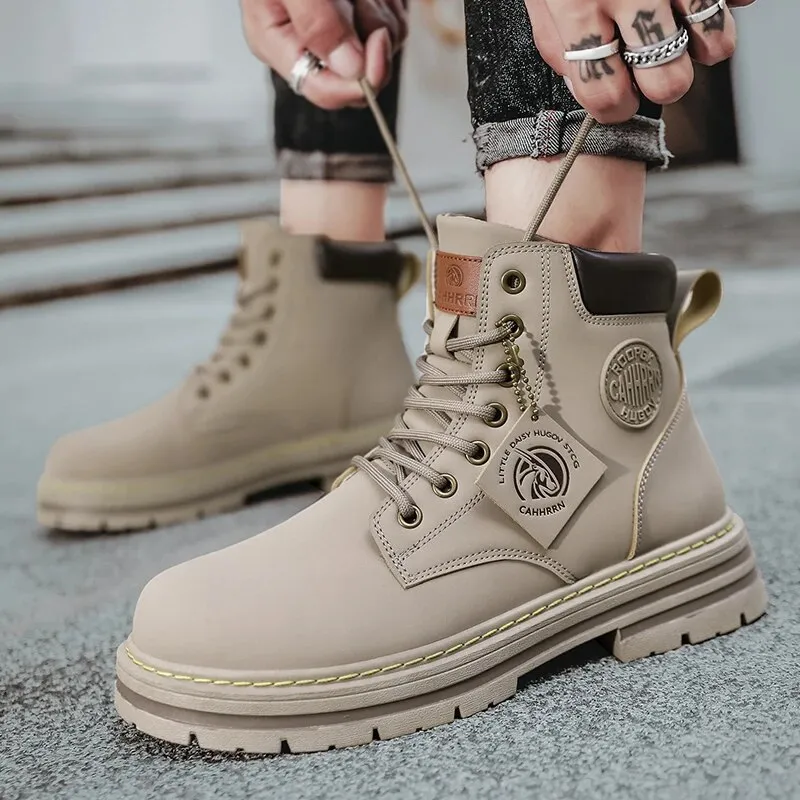 Cuzcare Orthopedic Shoes for Men Warm Leather Lace-Up High Top Boots