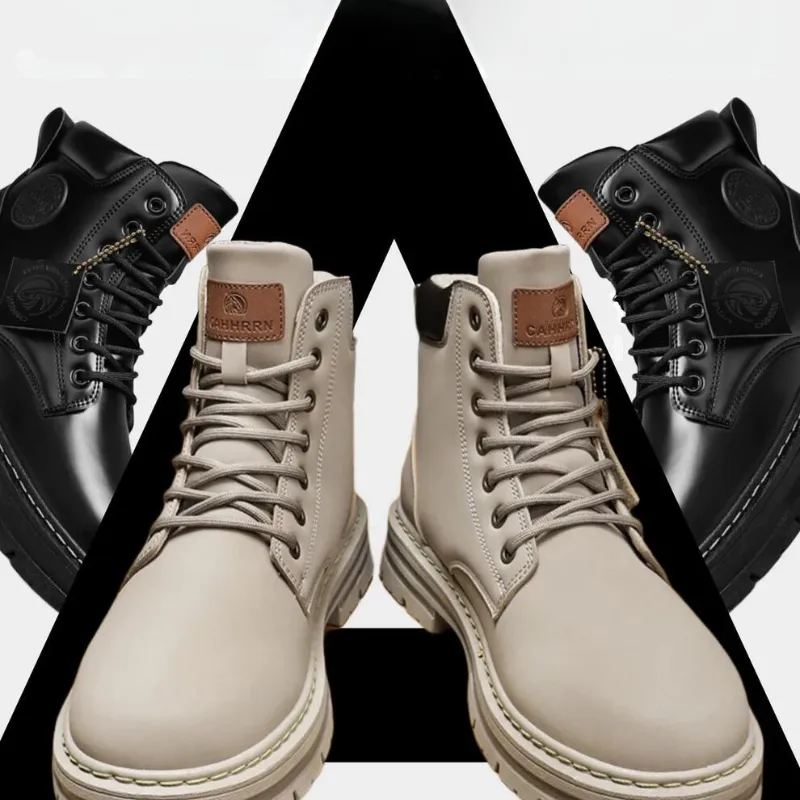 Cuzcare Orthopedic Shoes for Men Warm Leather Lace-Up High Top Boots