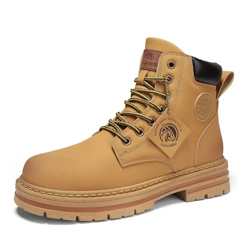 Cuzcare Orthopedic Shoes for Men Warm Leather Lace-Up High Top Boots