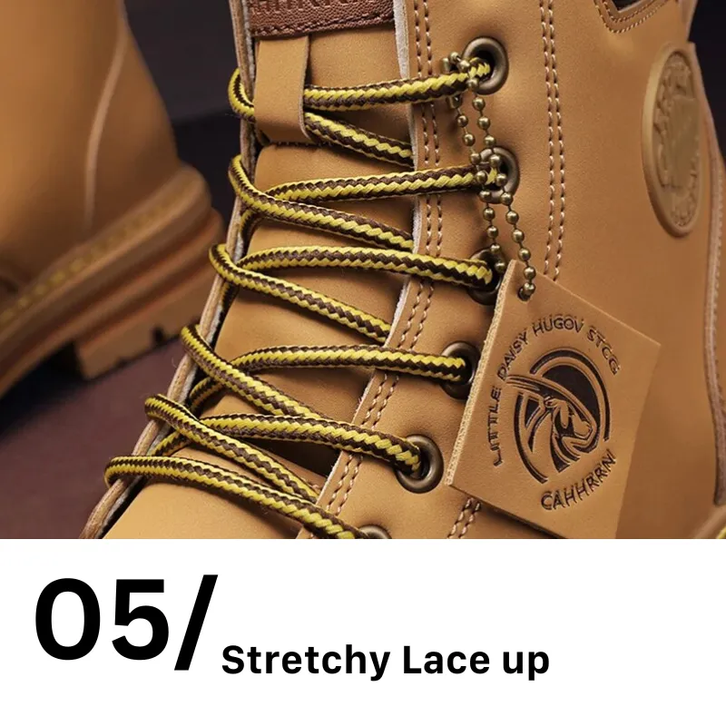 Cuzcare Orthopedic Shoes for Men Warm Leather Lace-Up High Top Boots