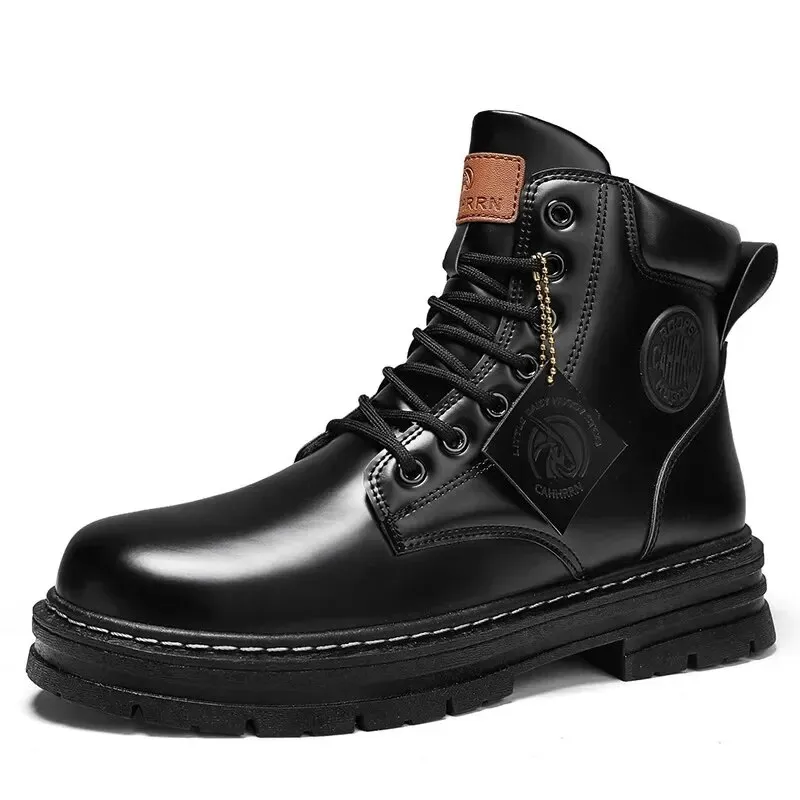 Cuzcare Orthopedic Shoes for Men Warm Leather Lace-Up High Top Boots