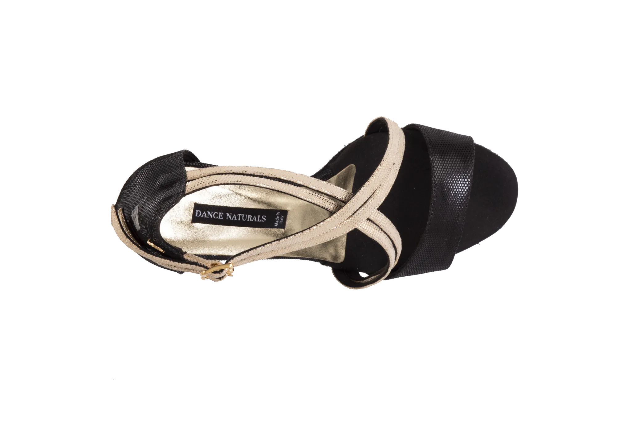 Dance Naturals 30 Fregola Black Fish/Gold Fish Ladies Latin or Tango Dance Shoe with Double Straps