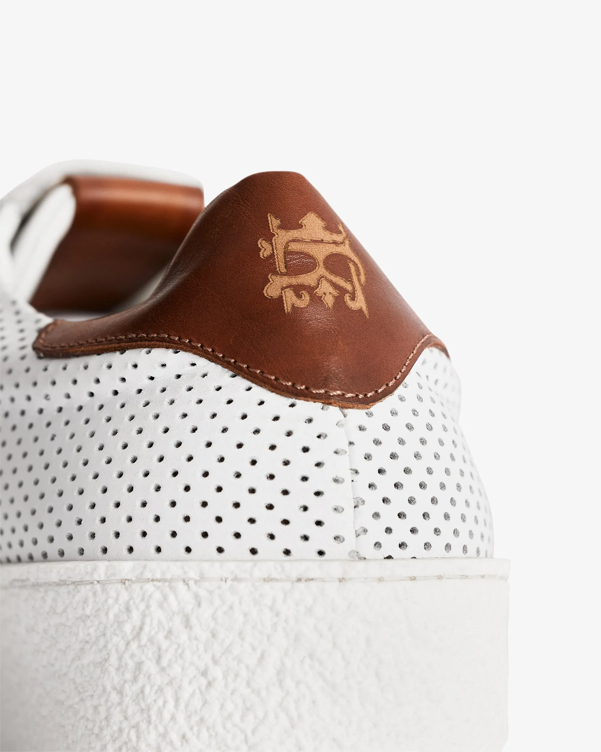 Daniele White perforated Low Leather Sneaker