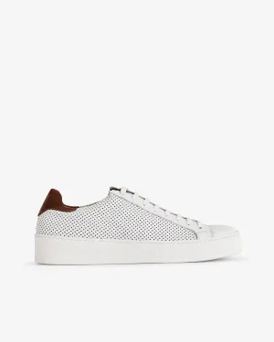 Daniele White perforated Low Leather Sneaker
