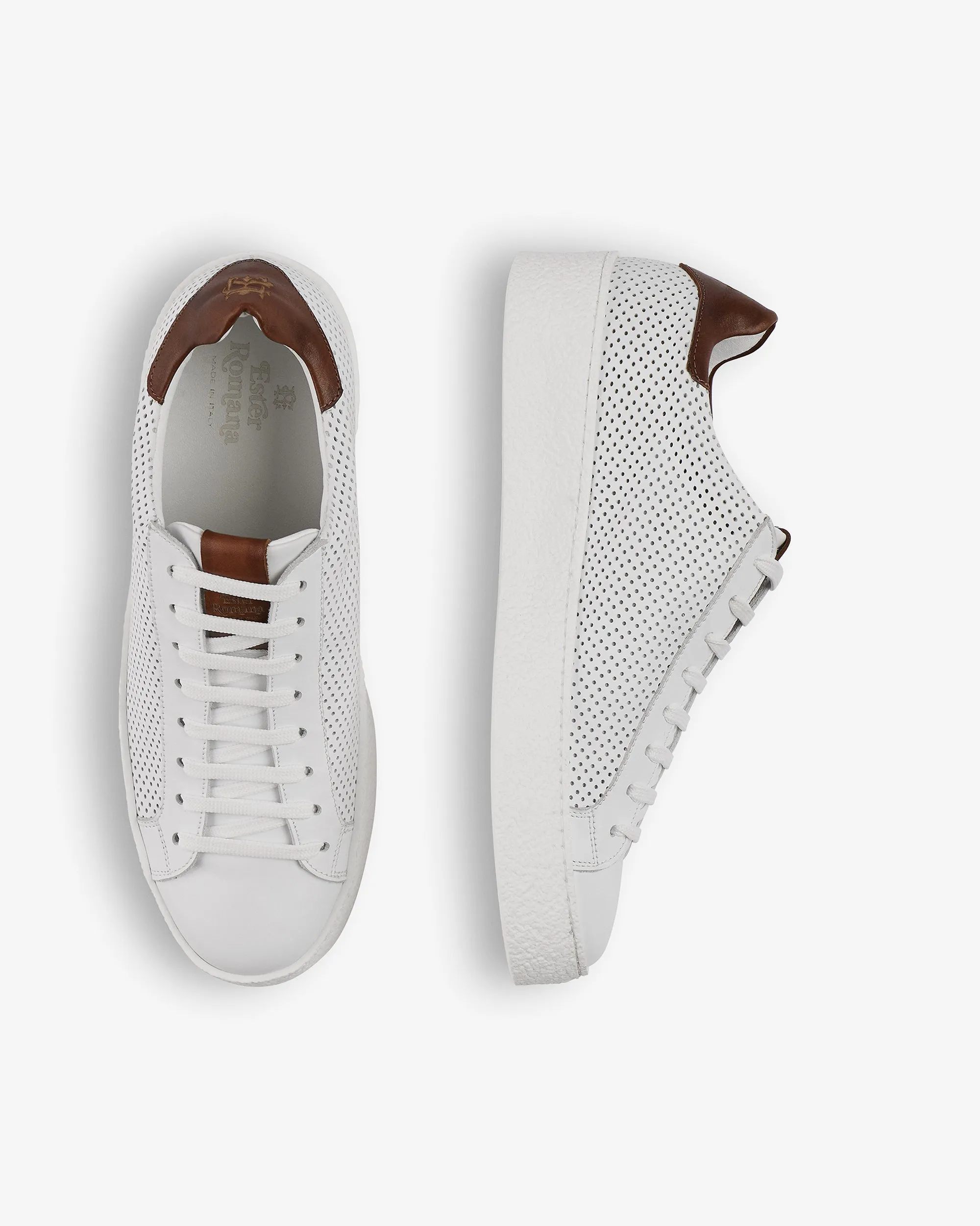 Daniele White perforated Low Leather Sneaker