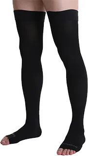Doc Miller Thigh High Open Toe Compression Hose 15-20 mmHg Opaque Stockings