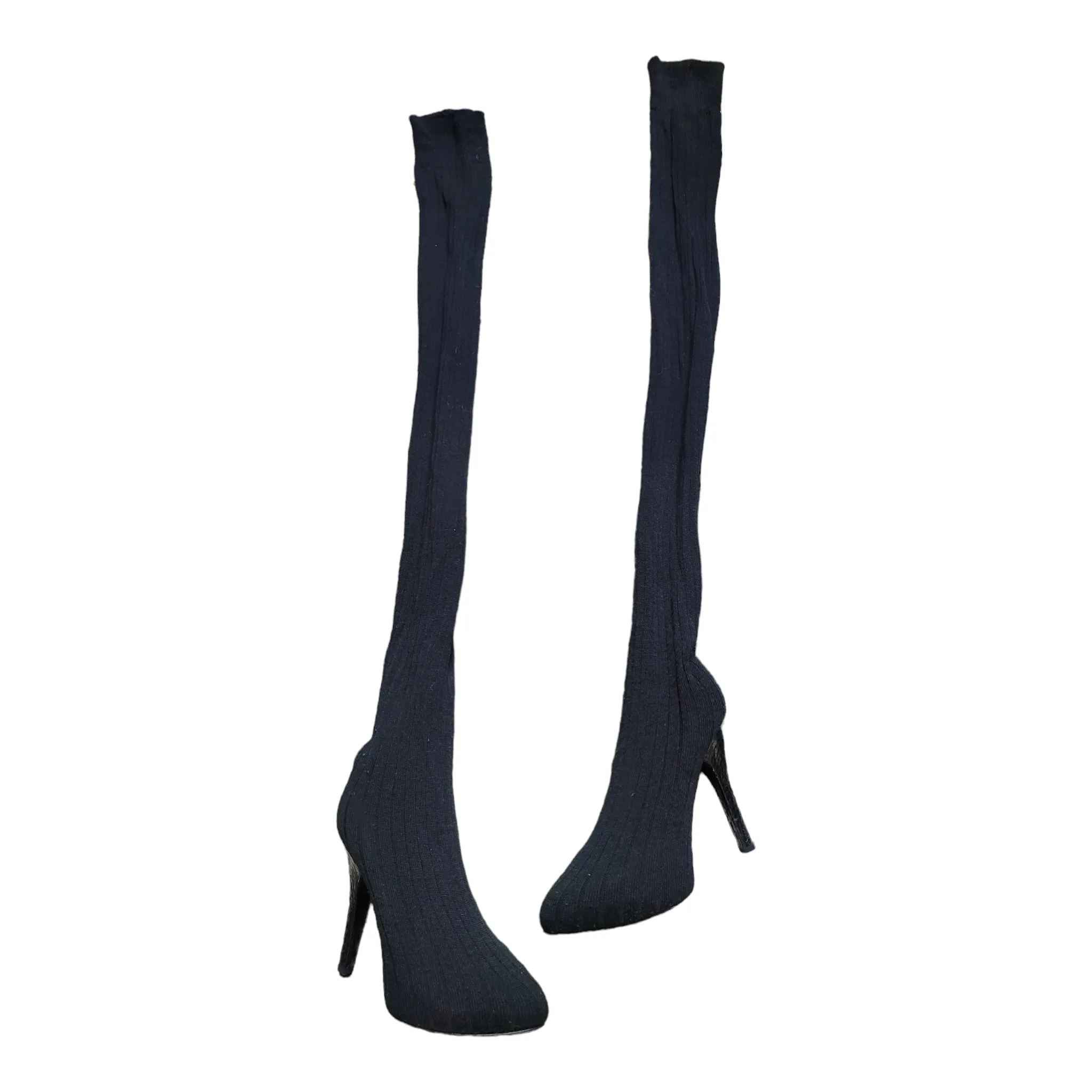 Dolce & Gabbana Black Wool Thigh High Sock Pumps size 38