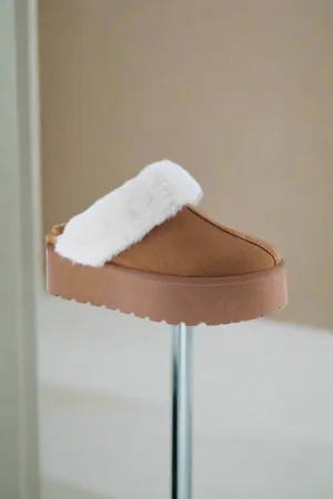 EM Thick Bottom Fur Trim Snow Slippers
