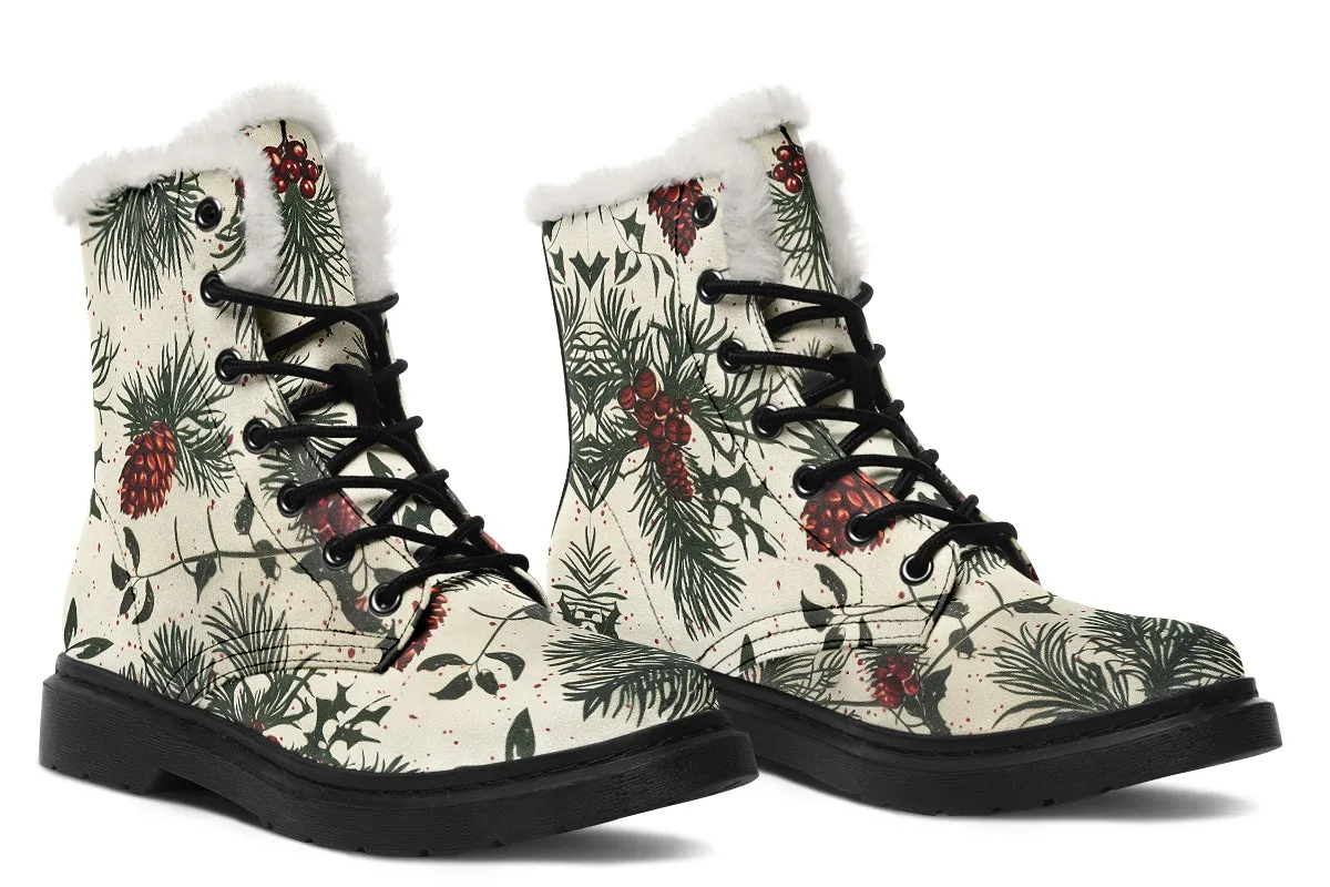 Evergreen Winter Boots - Warm Micro-Suede Doc-Style Boots Lined with Vegan Wool