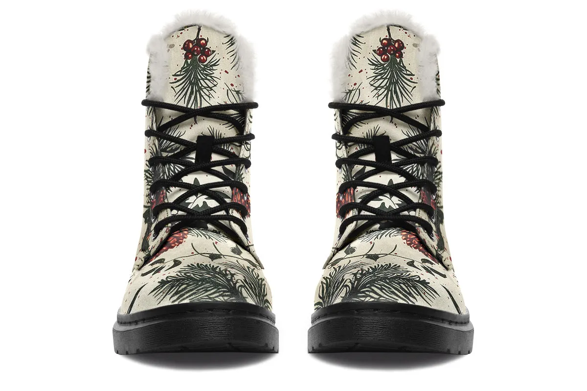 Evergreen Winter Boots - Warm Micro-Suede Doc-Style Boots Lined with Vegan Wool