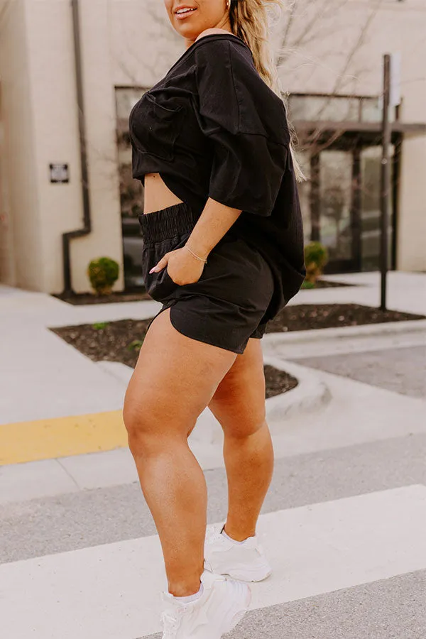 Extra Cardio High Waist Windbreaker Shorts In Black Curves