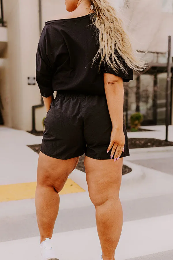 Extra Cardio High Waist Windbreaker Shorts In Black Curves