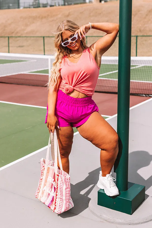 Extra Cardio High Waist Windbreaker Shorts In Hot Pink Curves