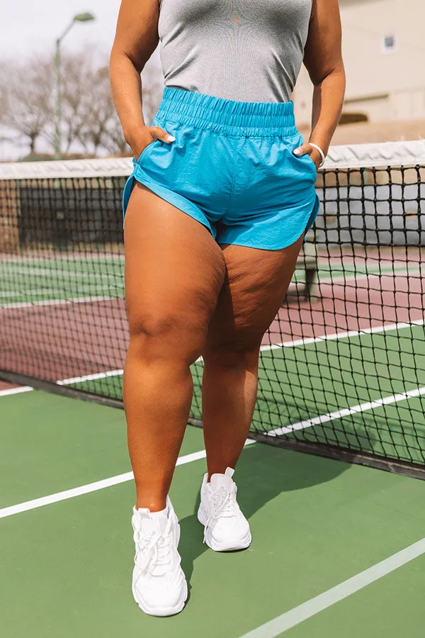 Extra Cardio High Waist Windbreaker Shorts In Ocean Blue