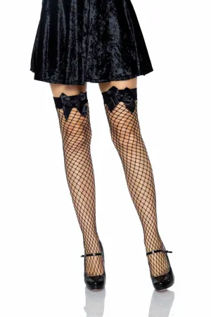 Fence Net Bow Top Thigh Highs