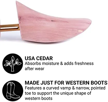FootFitter Western Cedar Boot Tree | Best Shoe Trees for Western Cowboy Style Boots with USA Wood