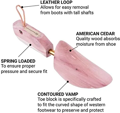 FootFitter Western Cedar Boot Tree | Best Shoe Trees for Western Cowboy Style Boots with USA Wood
