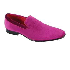 Fuchsia Velvet Shoe Men's Slip-On Luxury Tuxedo Loafers