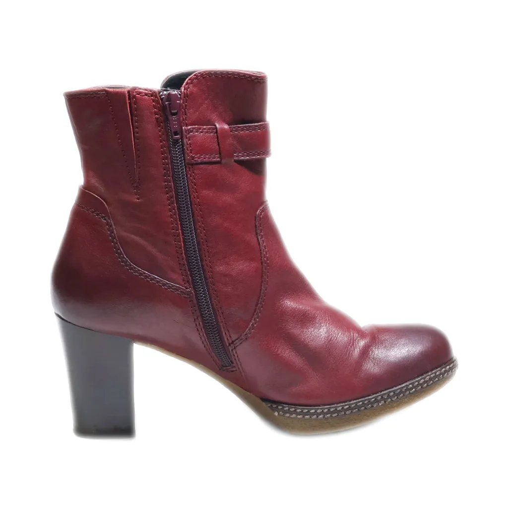 Gabor Ankle Boots Leather Maroon Colour For Women