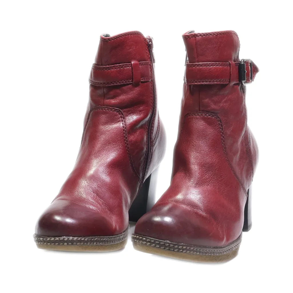Gabor Ankle Boots Leather Maroon Colour For Women